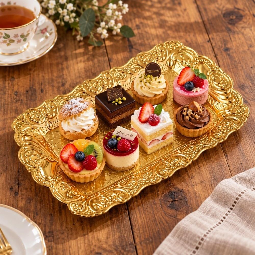 Ring Earrings Storage Metal Serving Trays 3D Embossed Jewelry Storage Plate  for Tea Coffee