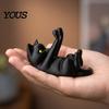 PLA Kunststoff Tier Handyhalter Lustiger Katzenhalter, 3D Gedruckter Niedlicher Smartphone Ständer für Kreative Liebhaber Geschenke Schreibtisch, Dekorative Schwarze Katze Tablet