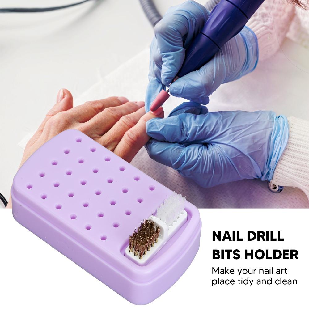 Dustproof Nail Drill Bit Organizer 30 Holes Nail Drill Bit Container Home Use