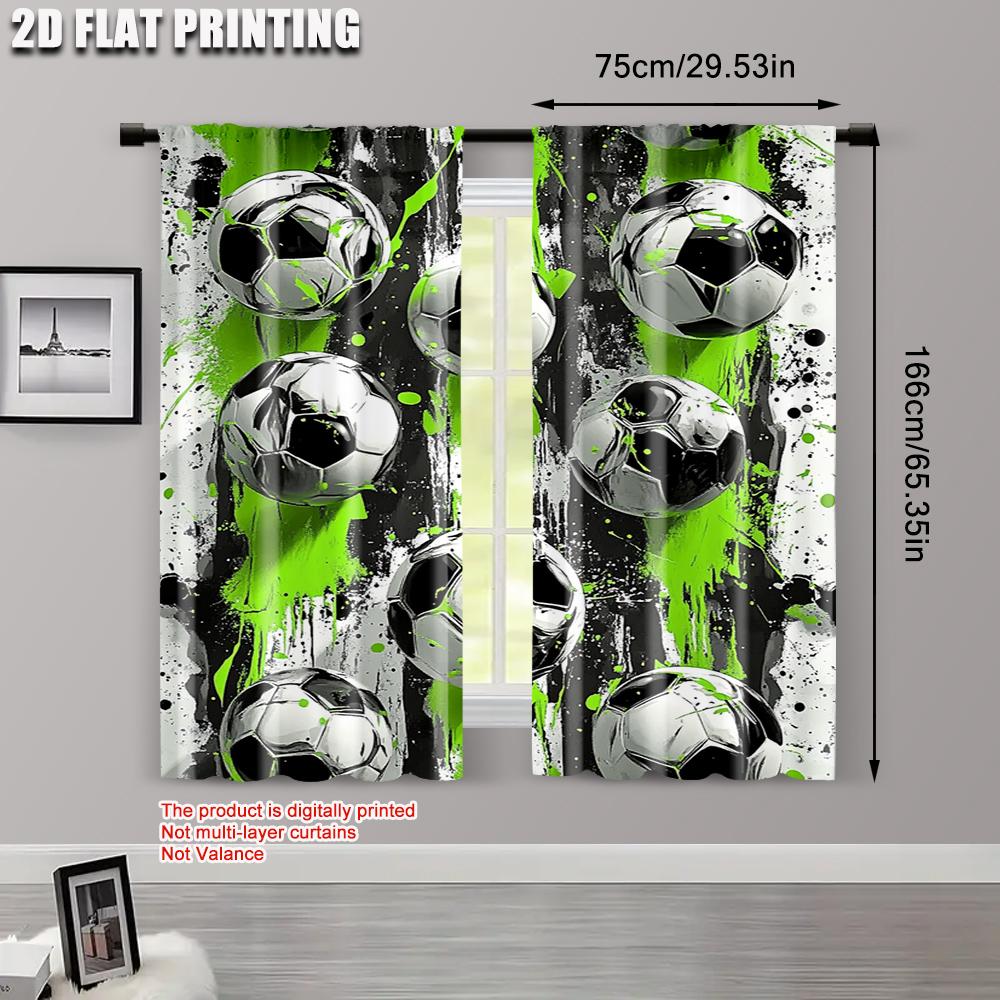2 Stück    Bühnenvorhang Fußball Verdunkelung  Polyester Vielseitig Perfekt für Zimmer   Partys Dekoration