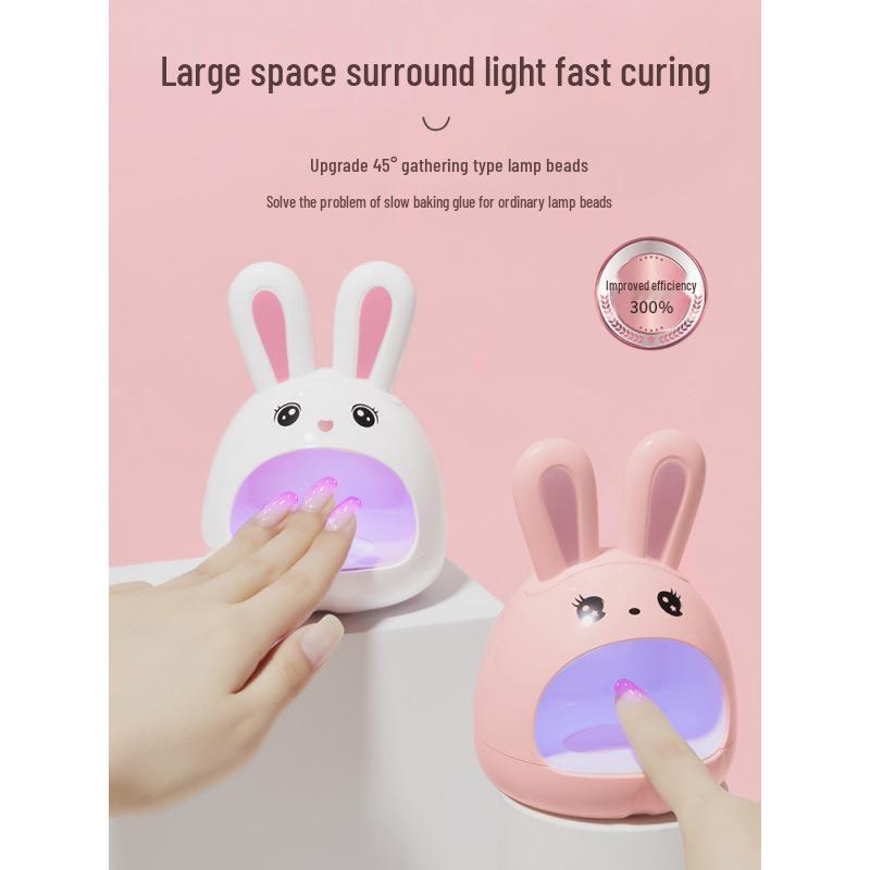 Mini Gel Nail Lamp - Adorable Rabbit Design, Quick-Drying, LED Gel, Won't Darken Hands, Perfect for Home Use