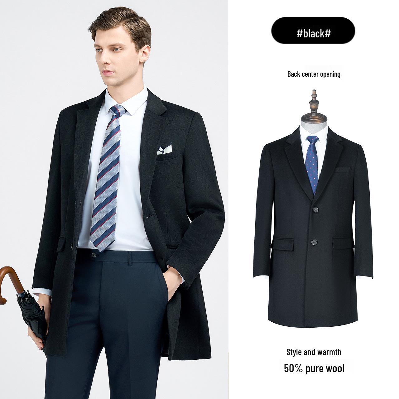 

Luo Hao Men s Mid-Length Woolen Winter Coat - Warm Professional Outerwear 165/84