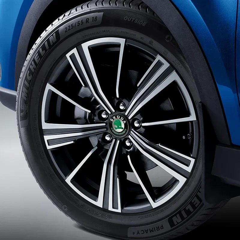 4pcs 56mm Car Wheel Center Hub Cap Badge Emblem Decal Wheel Sticker For Skoda Octavia KAMIQ KODIAQ SUPERB RAPIDFABIA MK2 MK1 A5 CWO1