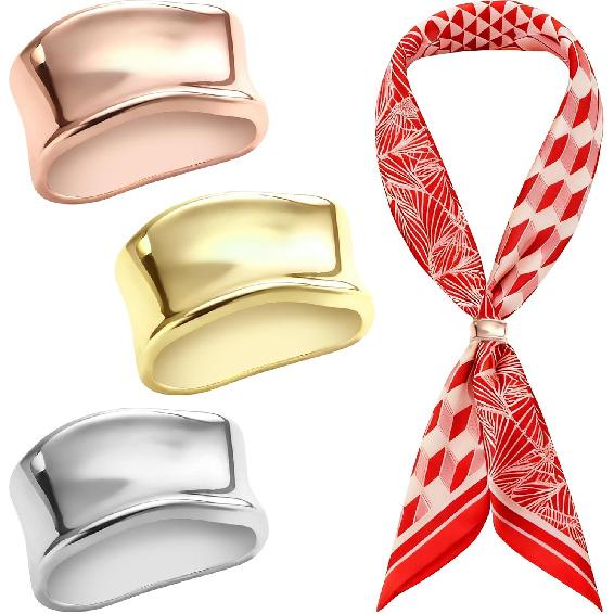 3Pcs Silk Scarf Ring for Women, Alloy Scarf Clips with Gold Silver Rose Gold, Fashion Accessories for Silk Scarves, Stylish Holder Buckle for Wraps