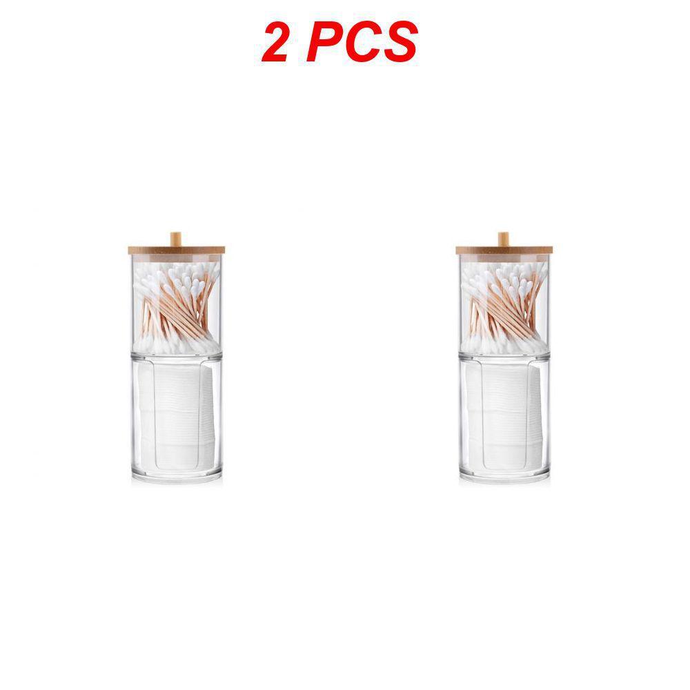 1/2 buc. Organizator de machiaj acrilic Cutie de depozitare pentru tampon de bumbac pentru tampoane de bumbac Tijă Organizator de bijuterii pentru cosmetice cu capac din bambus