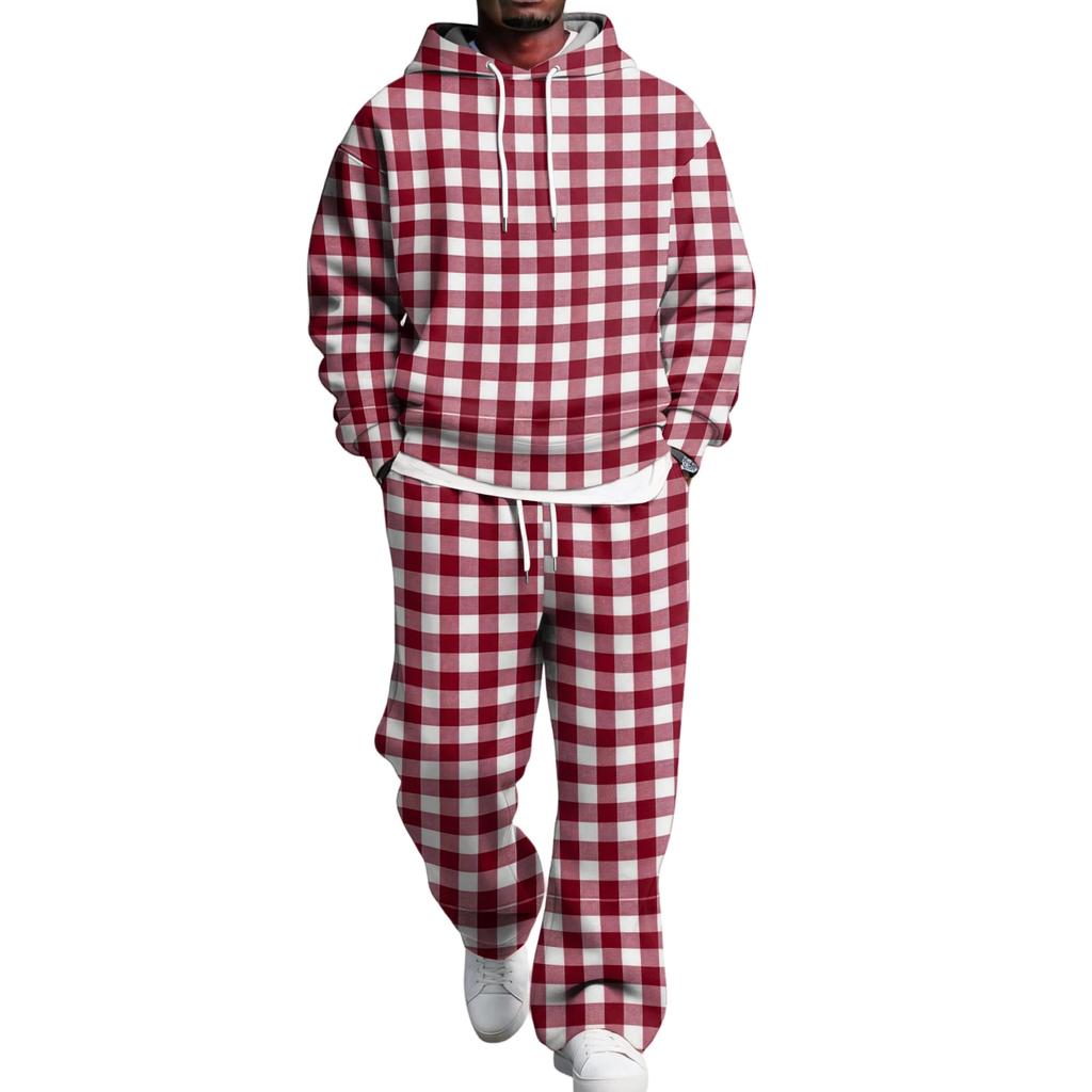 Completo con Felpa e Pantaloni da Tuta da Uomo con Vita Elastica, Outfit Casual Due Pezzi
