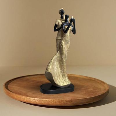 Lavish Golden Black Resin Couple with Bird for Home Decor (Pack of 1, Golden & Black)
