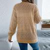 Women's Casual Solid Color Hollow  Long Sleeve Cardigan Mid-Length Sweater Jacket