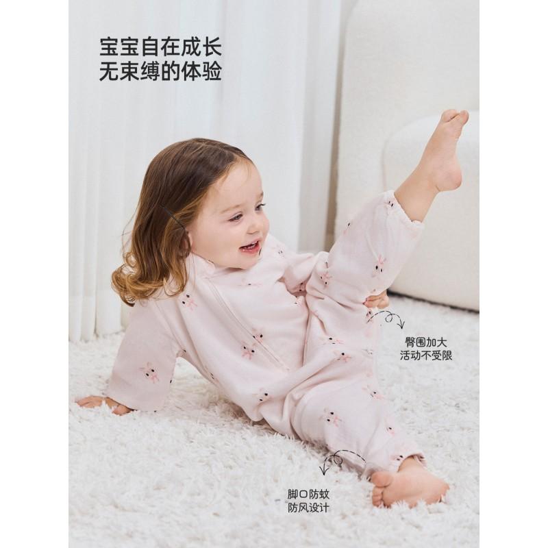 Bamboo Cotton Antibacterial Toddler Sleep Sack With Zipper Front 4 Buttons Back 2 Legged Lightweight Pajama