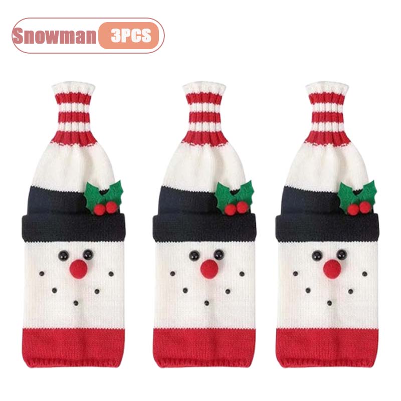 Knitted Christmas Wine Bottle Cover Santa Wine Sleeve Champagne Bottle Set Party Decoration for Restaurant Dining Table Setup