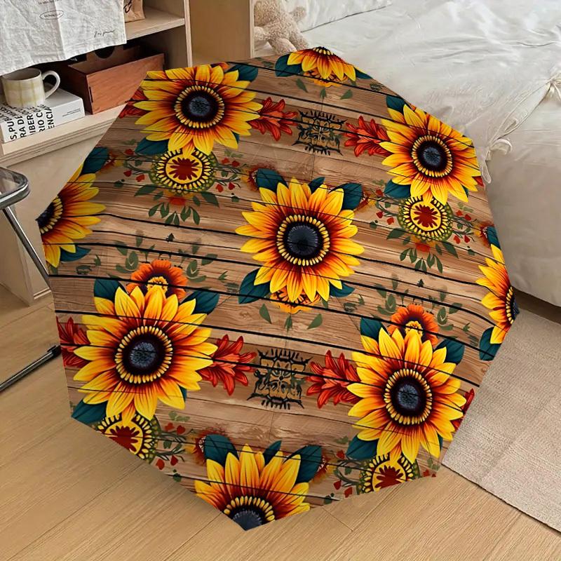 1pc Sunflower Pattern Automatic Folding Umbrella, Heavy-Duty 8-Rib Construction, Perfect for Everyday Yy251114116