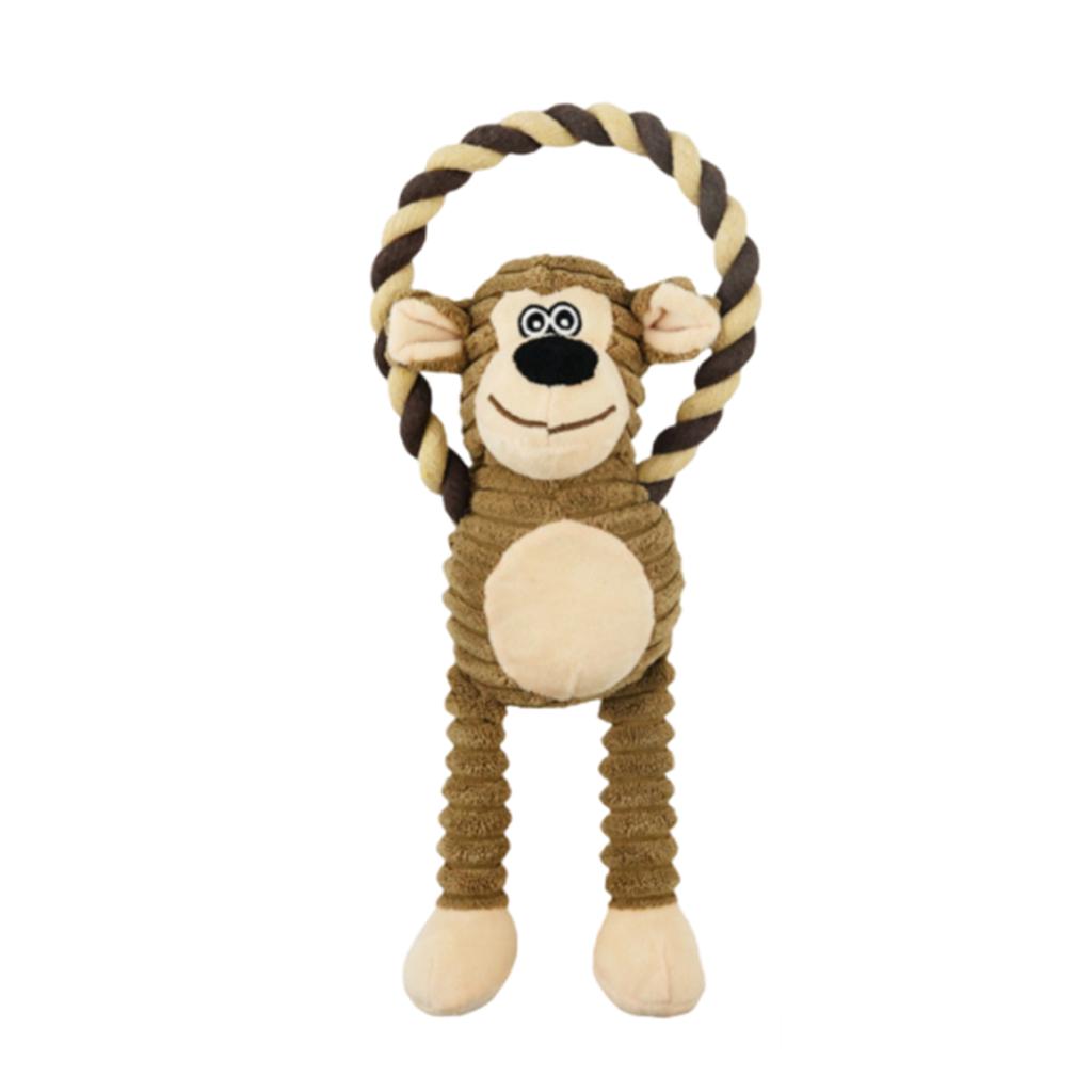 Plüsch-Seilspielzeug mit Quietscher für Haustiere, Cartoon-Tier-Plüschtier, Interaktive Tauzieh-Trainingszubehör für Hunde