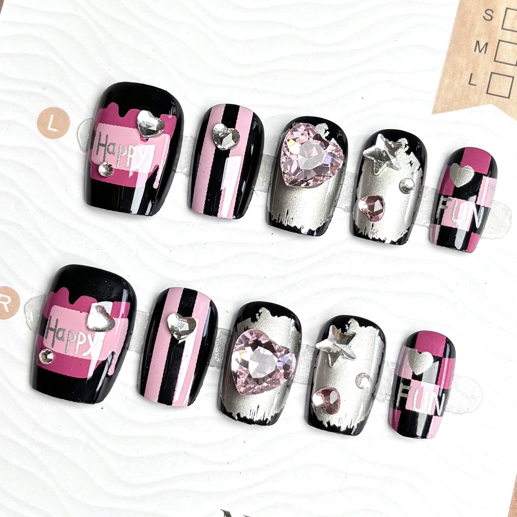 

Blackpink Heart & Y2K Korean Style Wearable 3D Nail Art