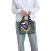 Custom Freemason Square & Compass Gold Masonic Thermal Insulated Lunch Bag Women Resuable Lunch Tote for Picnic Storage Food Box
