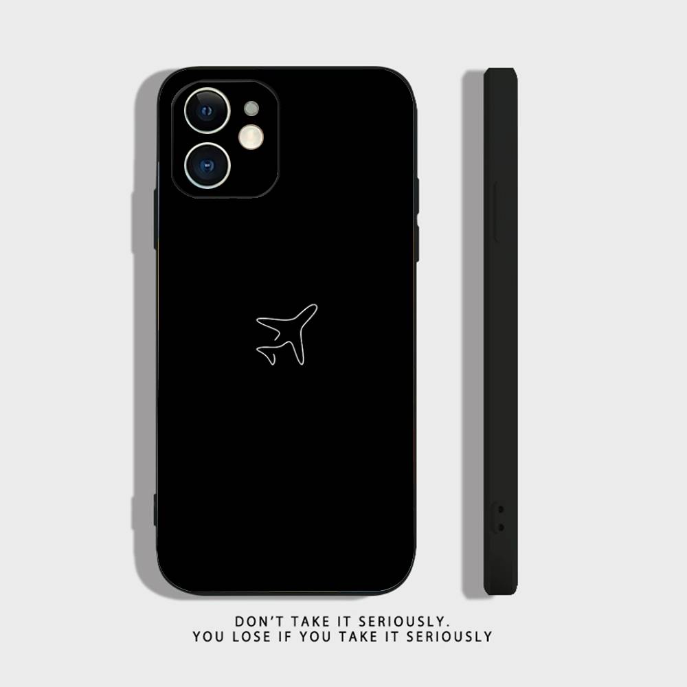 Premium Airplane Pattern Phone Case For iPhone 16,15,14,13,12,11,Pro,X,XS,Max,XR,Plus,Mini Soft Silicone Black Shockproof TPU