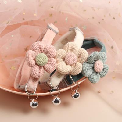 Cat Collar with Cute Flower Adjustable Buckle Cat Collar Bell Collar Cat Small Pet Supplies Kitten Collar Small Dog Acce