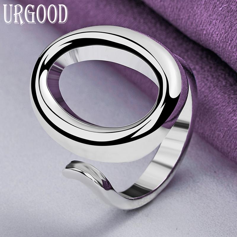 925 Sterling sølv oval rund åpen ring motesmykker