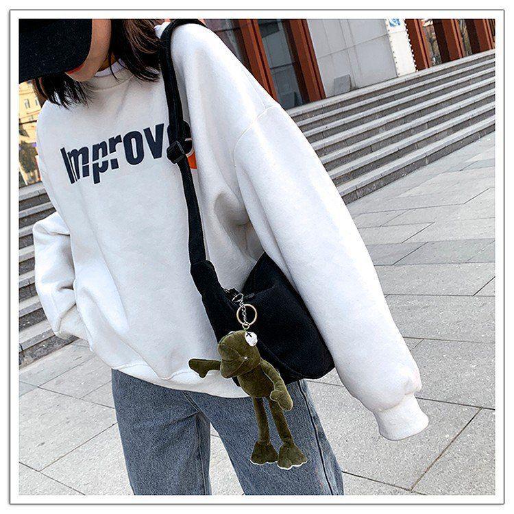 Unisex Trendy Canvas Crossbody Bag: Hip Hop, Japanese, Casual & Versatile Design for Students