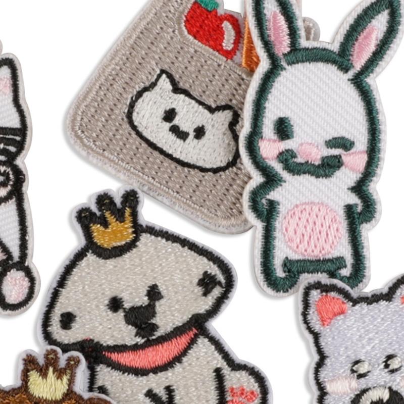 11 Pcs Animal Sew On/Iron On Patches Cats Embroidered Patches Rabbits Repair Patches Applique Patches for Clothes