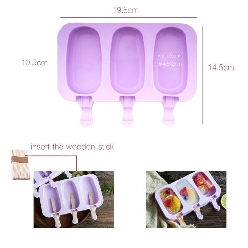 Beicemania? Silicone Popsicle Mold, Ice Cube Tray, Stick Ice, Popsicle Maker, Classic Purple, Includes 20 Wooden Popsicle Sticks