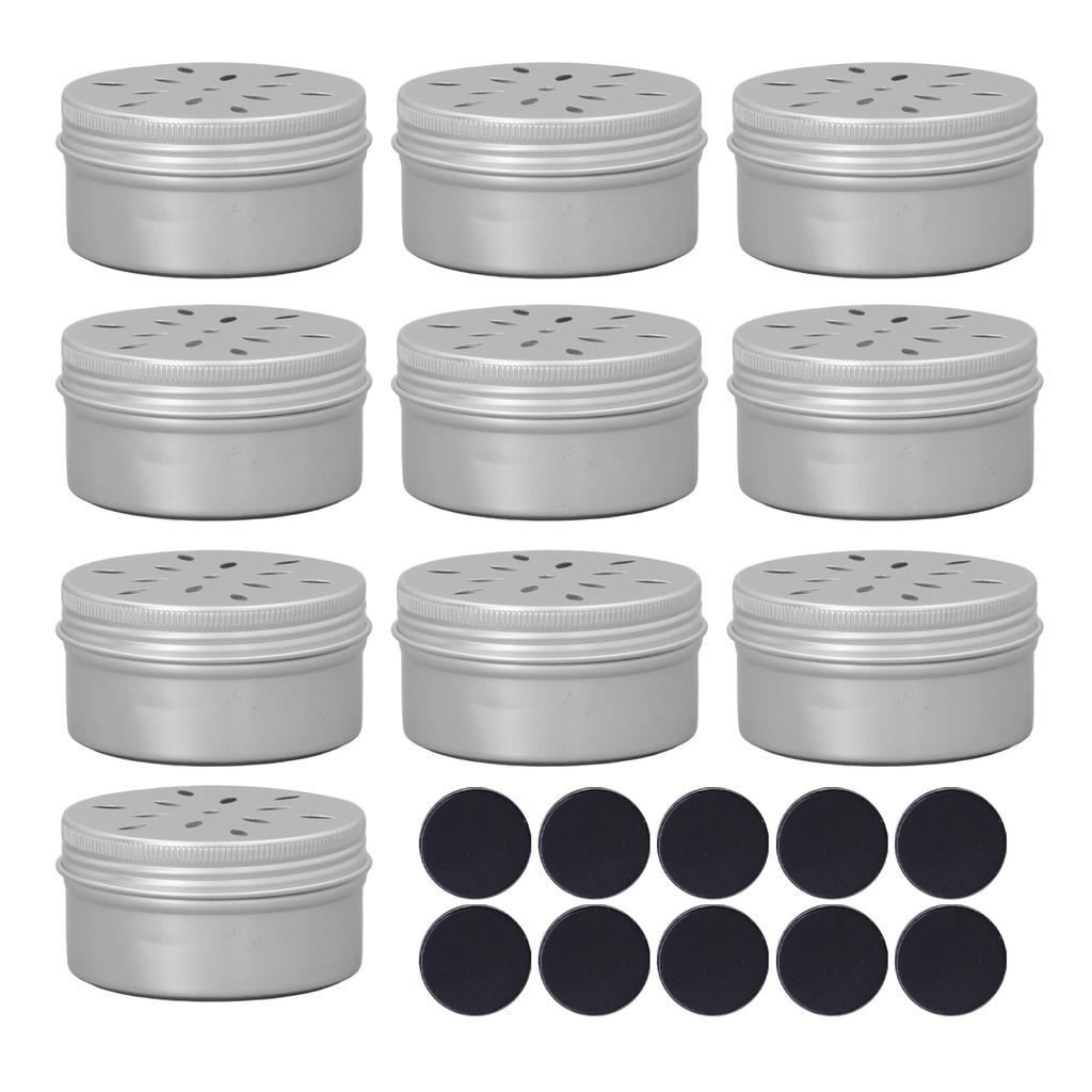 10PCS Dog Scent Training Boxes with 10 Soft Magnetic Stickers Hollow Hole Cover Aluminum Dog Nose Work Container