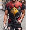 Summer Men's Casual Short Sleeved T-shirt Personality Cool Eagle Pattern 3D Printing Fashionable Comfortable Breathable Loose Sports Versatile T-shirt