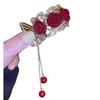 Internet Celebrity Taking Photo Ponytail Hair Claw with Rose Shape Shinning Hair Catch for Woman Teens High Ponytail  Red