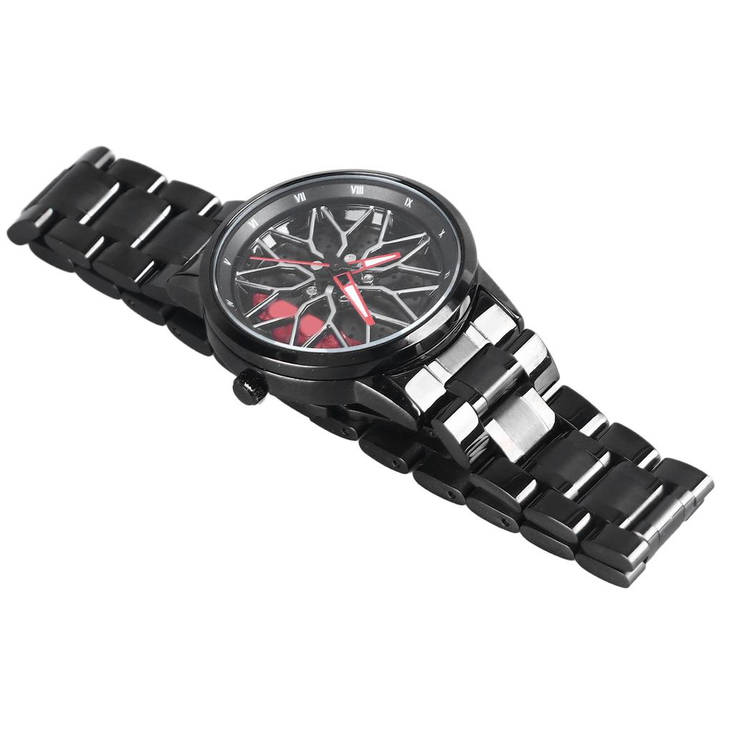 Car Wheel Watch Japanese Quartz Movement 30M Waterproof Rotating Racing Car Inspired Wrist Watch