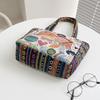 Ethnic Style Handbag Trendy Animal Embroidery Handbag Canvas Women Shoulder Bags Women Grocery Storage Pouch