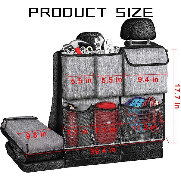 Mandark Car Trunk Organizer, Detachable Vehicle Seatback Hanging Storage Container With Zippers, Large Capacity Waterproof Auto Seat Back Trunk Bag