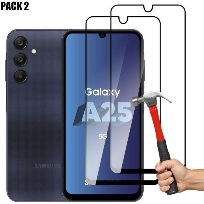 Verre Trempé Intégral - BOOLING - pour Samsung Galaxy A25 5G - Noir - Résistant aux rayures - Pack de 2