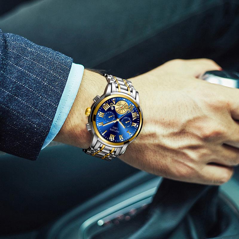 Orologio da Uomo Tourbillon alla Moda Orologio al Quarzo Moda Business Sport Orologio da Uomo Orologio in Acciaio Inossidabile Orologio da Uomo con Cinturino in Acciaio