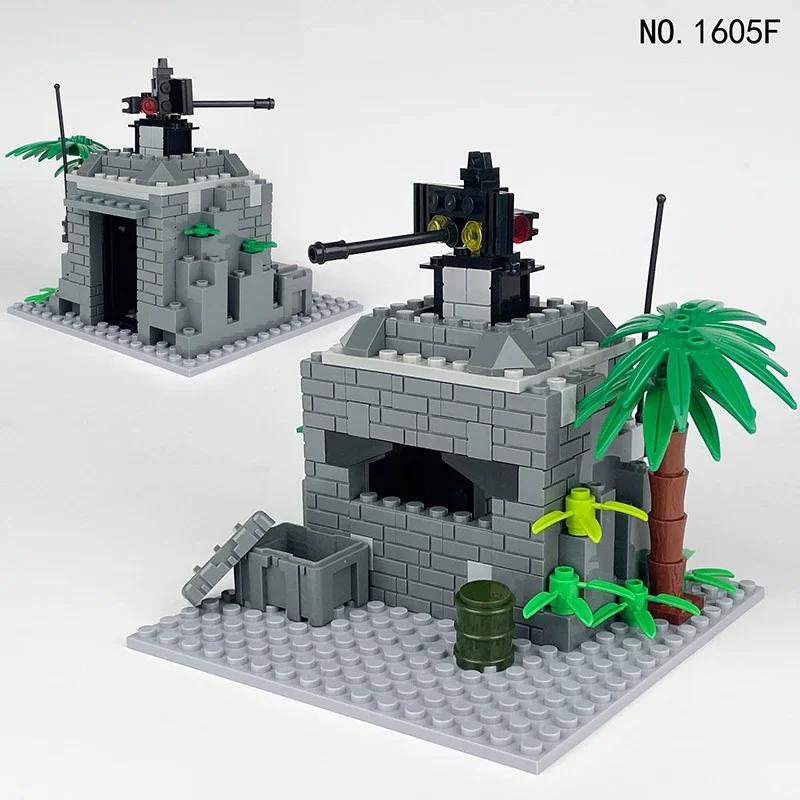 Construction DIY Scene Accessories Military Moc Series Small Military Fortresses Building Blocks Bricks Toys Gifts