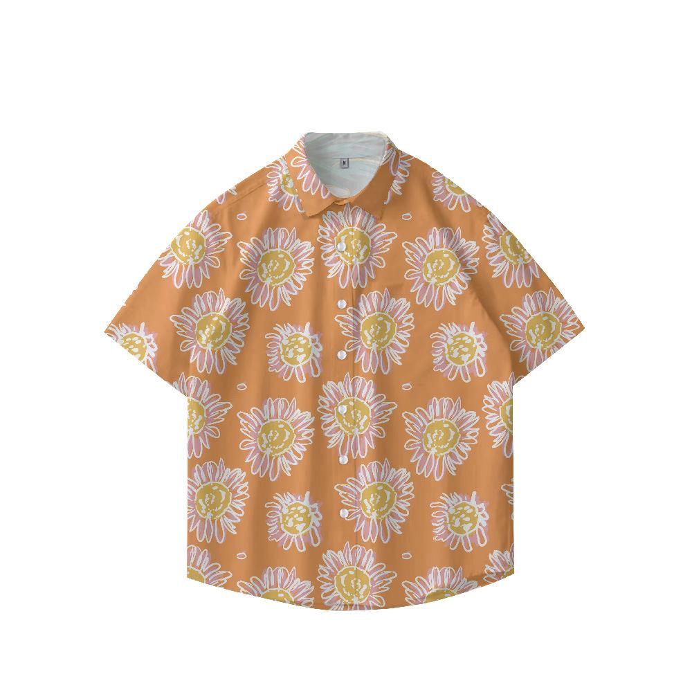 Summer 3D Printed Short Sleeve Flower Shirt Men'S Vintage Hawaiian Beach Casual Loose Men'S Large Size Shirt