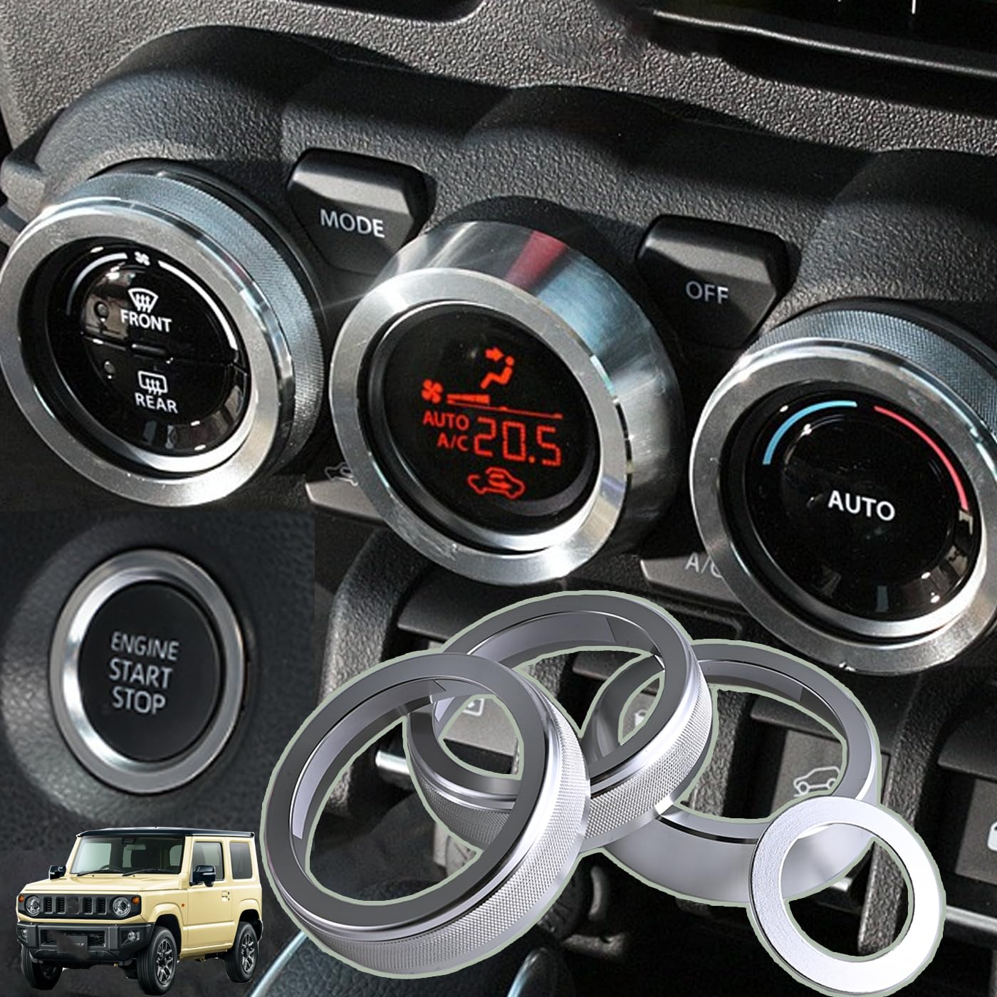 

LunarCorky Air Conditioning Dial Cover for the New Jimny Aluminum Alloy Engine Start Jimny Dial Interior Part for Jimny Sierra Custom Jimny Parts