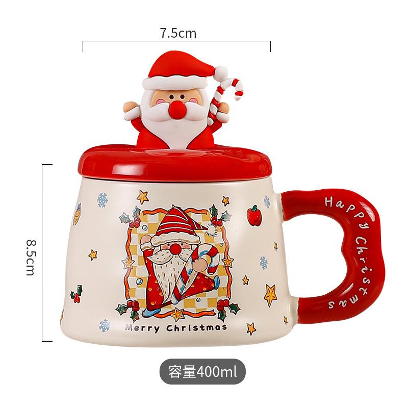 Na'S Santa Claus Cup Mug Christmas Day Ceramic Cup With Lid Souvenir Couple Coffee Water Cup