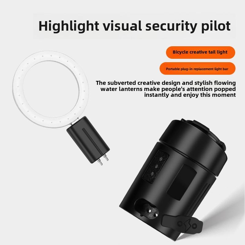 Cycling shape taillights, bicycle running water plug-in lights cycling safety indicators mountain bike riding equipment