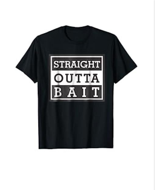 Funny Straight Outta Bait Black Short Sleeve Fishing T-Shirt S
