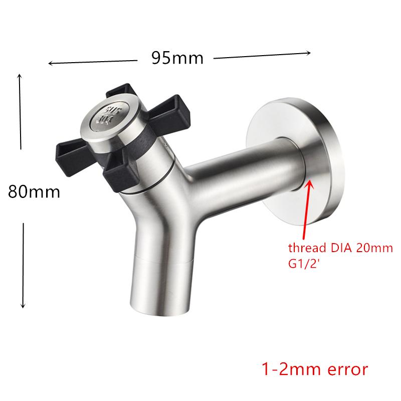 Stainless Steel Brushed Outdoor Garden Washing Machine Tap Sink Faucet G1/2 Threaded Cold Water Taps