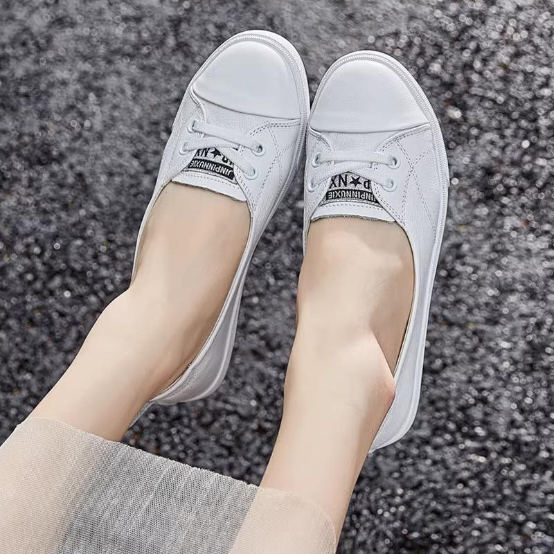 Leather Little White Shoes Women's Classic Spring and Summer New Breathable Shallow Mouth Women's Single Shoes Versatile Women's Board Shoes Tide