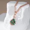 Fashion  Rose Gold Color Pendant Necklace For Women Full Shiny Green Natural Zircon Pendant Daily Fine Jewelry