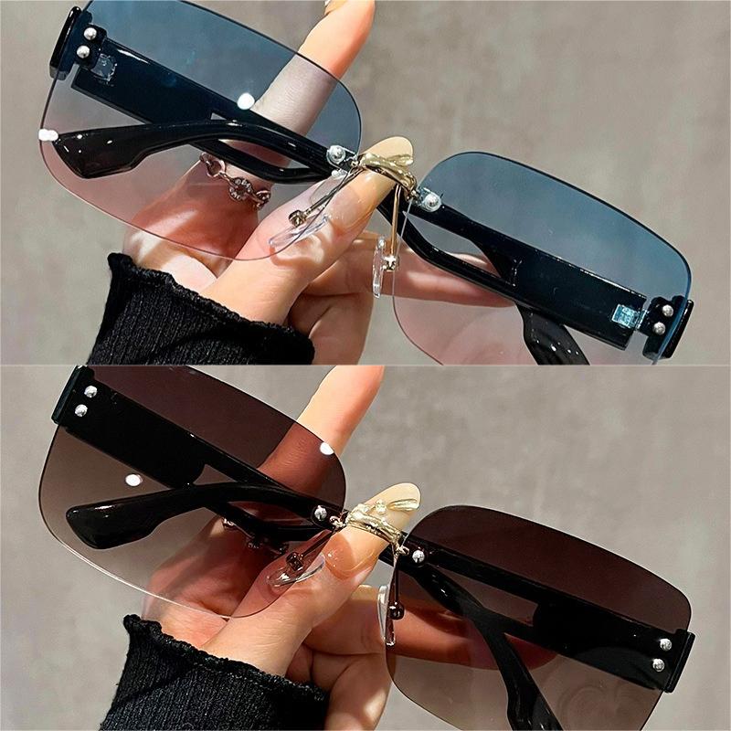 

2PCS Square UV Frameless New Sunglasses Retro Blocking Sunglasses Ladies Men Gradient Lenses