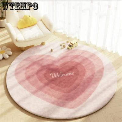 Love Patter Fußmatte Rutschfest Rund Teppich Mädchenzimmer Teppich Schlafzimmer Wohnzimmer Fußmatte Niedlich