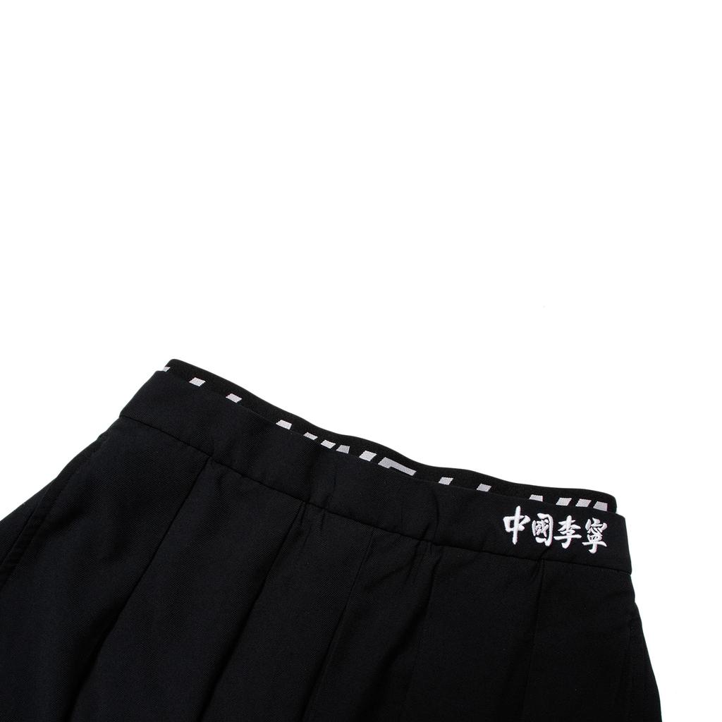 Li Ning Plain Pleated Straight Casual Shorts Women Shorts Black AKSS046-3
