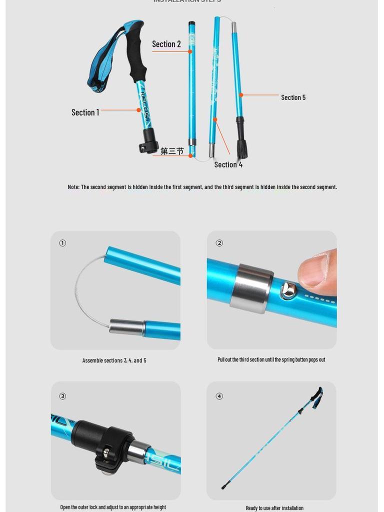 Aluminum Telescopic Hiking & Trekking Poles, Folding Walking Sticks N82