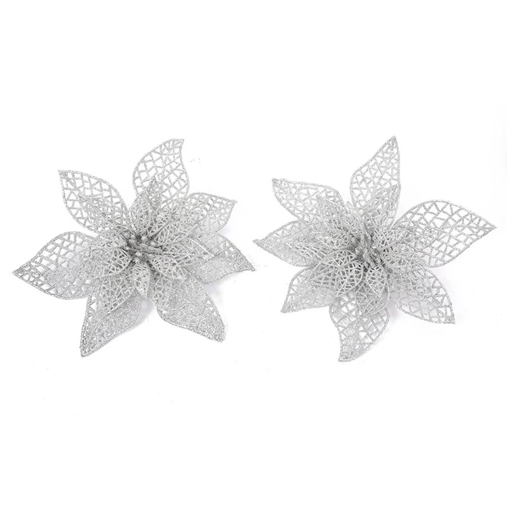 Christmas Flower Artificial Flowers 10PCS Poinsettia Artificial Flower Xmas Tree Ornaments Christmas Decoration