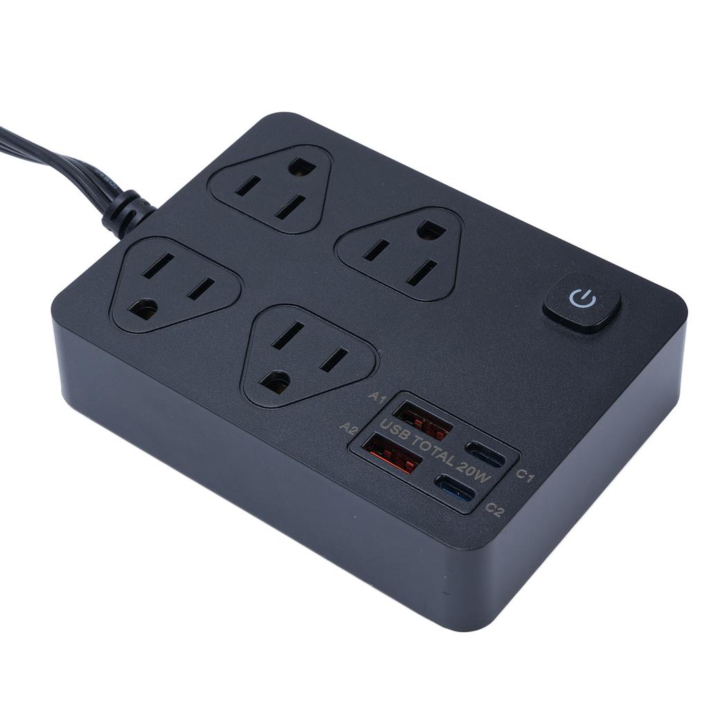 Ultraflache Steckdosenleiste Hohe Sicherheit Schnelllade-Steckdose Verlängerungsleiste mit 20W Typ-C 18W USB-Anschlüssen für