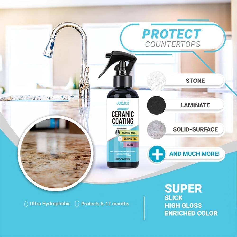 Ceramic Coating Spray Kit - Shine, Seal & Protect Kitchen & Bath Surfaces, Prevents Fingerprints On Appliances, Countertops and