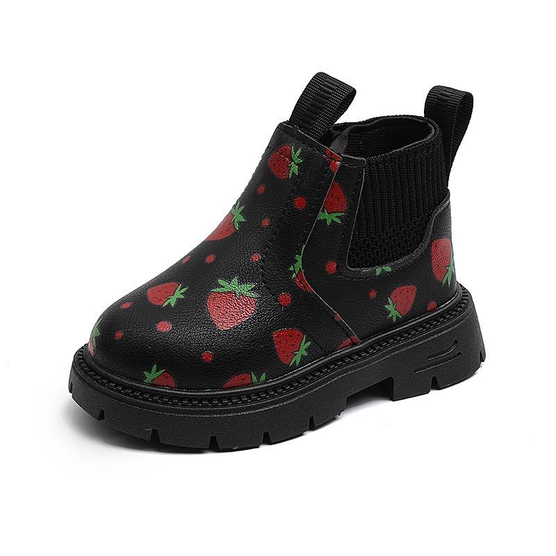Neue Kinder Knöchelboots Mädchen Bemalt Weiche Sohle Leicht Bequem Rutschfest Koreanischer Stil Kurze Stiefel
