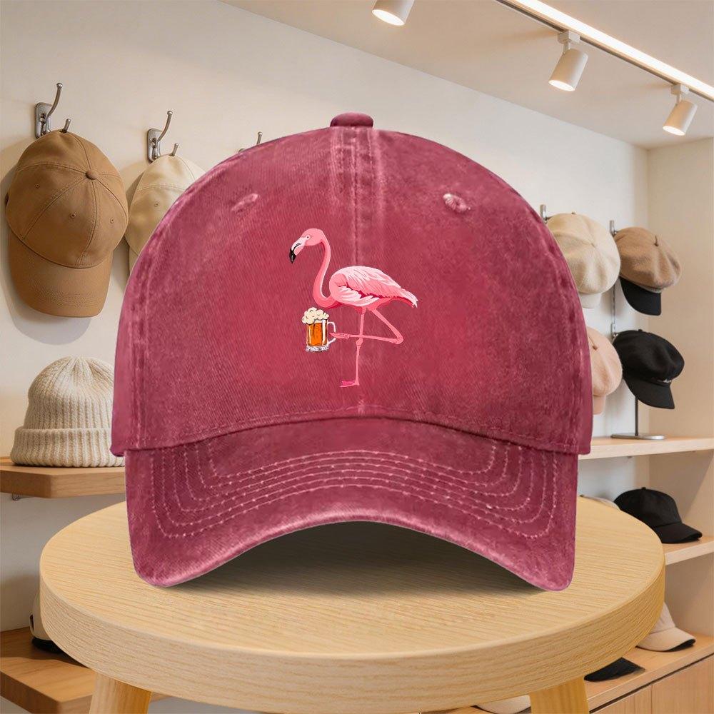 Herren Baseballkappe mit Flamingo-Bier-Grafik Modische Lässige Verstellbare Mütze für Frühling Herbst Ausflüge Reisen Strand Vaca